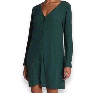 Madewell Novel Shift Dress Small Button Front Mini Smoky Spruce Green Mini